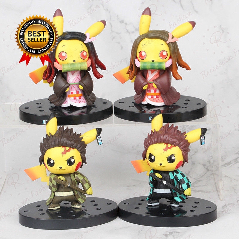 Set 4 Mô Hình Đồ Chơi Nhân Vật Pikachu Đáng Yêu