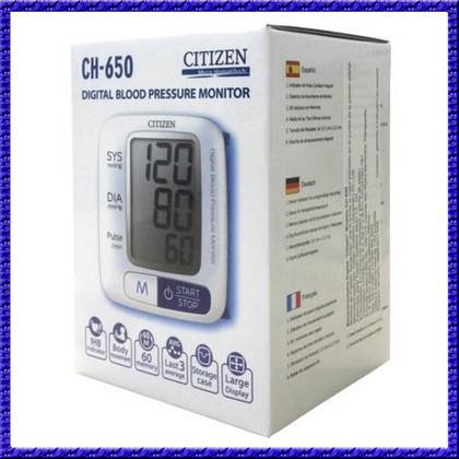 Máy đo huyết áp điện tử cổ tay tự động Citizen (Japan) - CH650. Màn hình LED dễ đọc kết quả, dễ sử dụng nhanh, chính xác