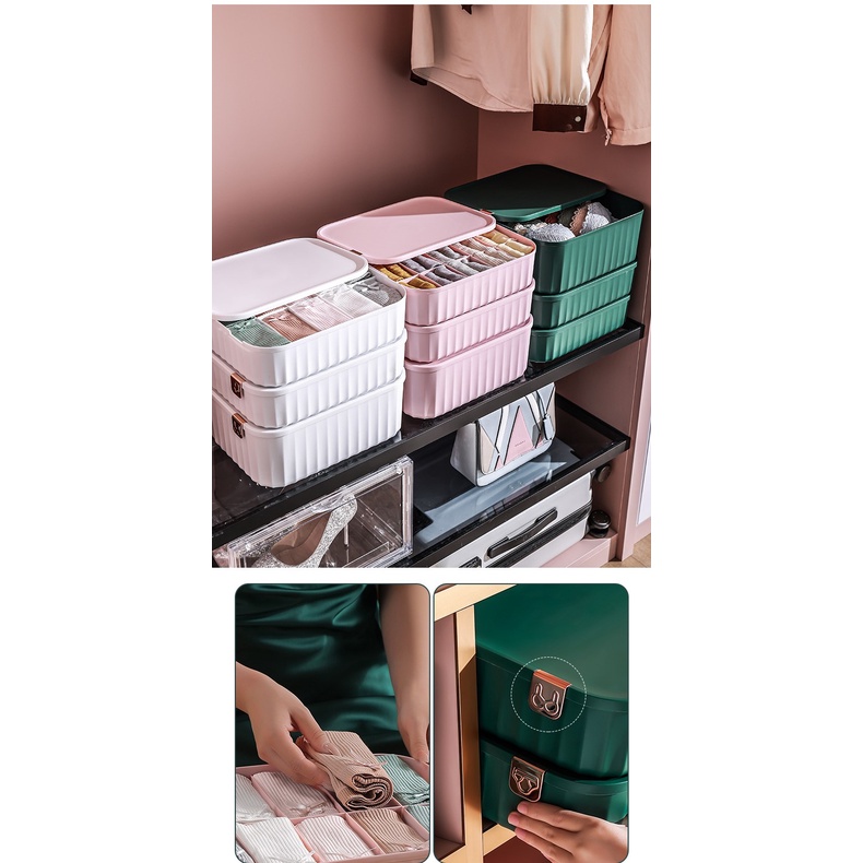 Hộp đựng vớ/ mỹ phẩm/ dụng cụ văn phòng, có vách ngắn tiện lợi mẫu mã đẹp lịch sự | Hàng có sẵn giao ngay | HCM