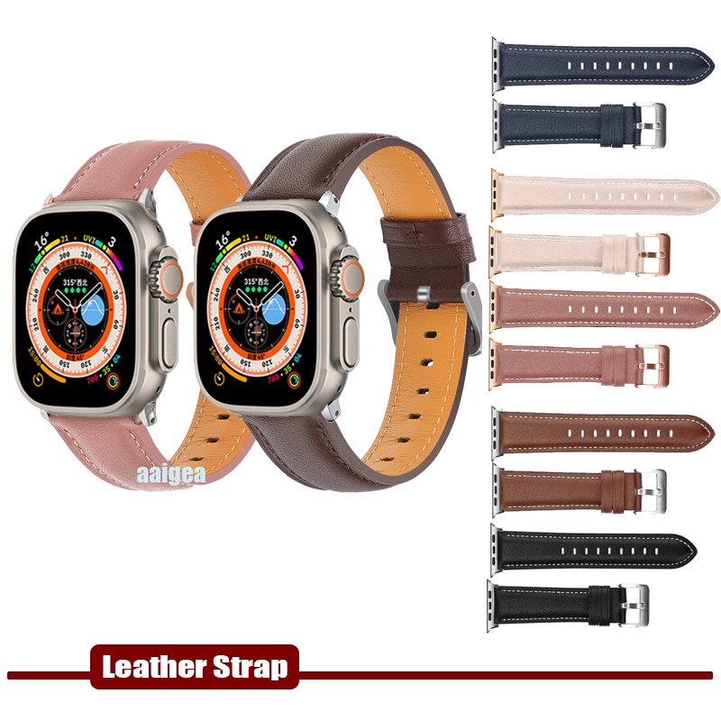Dây Đeo Bằng Da Thay Thế Cho Đồng Hồ Thông Minh Apple Watch Ultra 49mm 44mm 40mm 42mm 38mm Series 8 7 6 5 3 Se 45mm 41mm