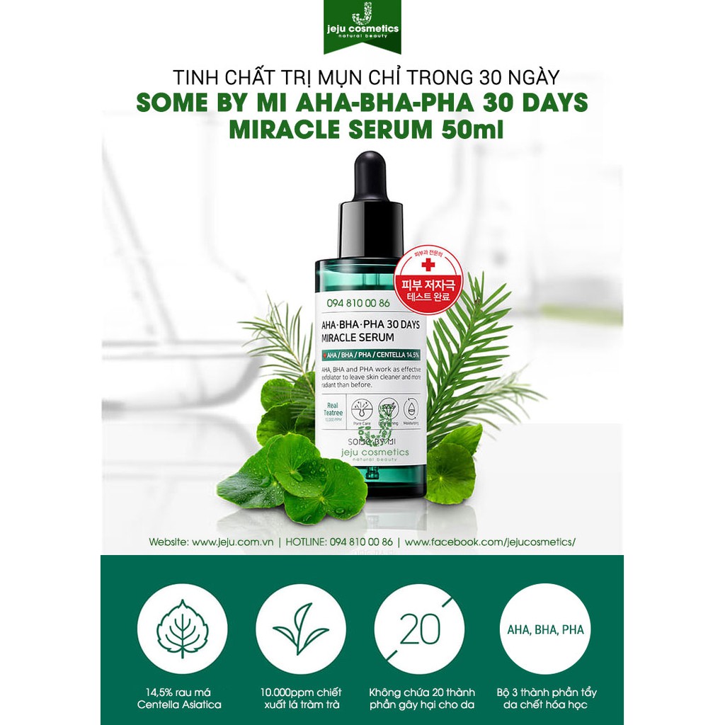 Bộ Serum + Kem trị mụn Some By Mi AHA-BHA-PHA 30 Days Miracle Cream Serum