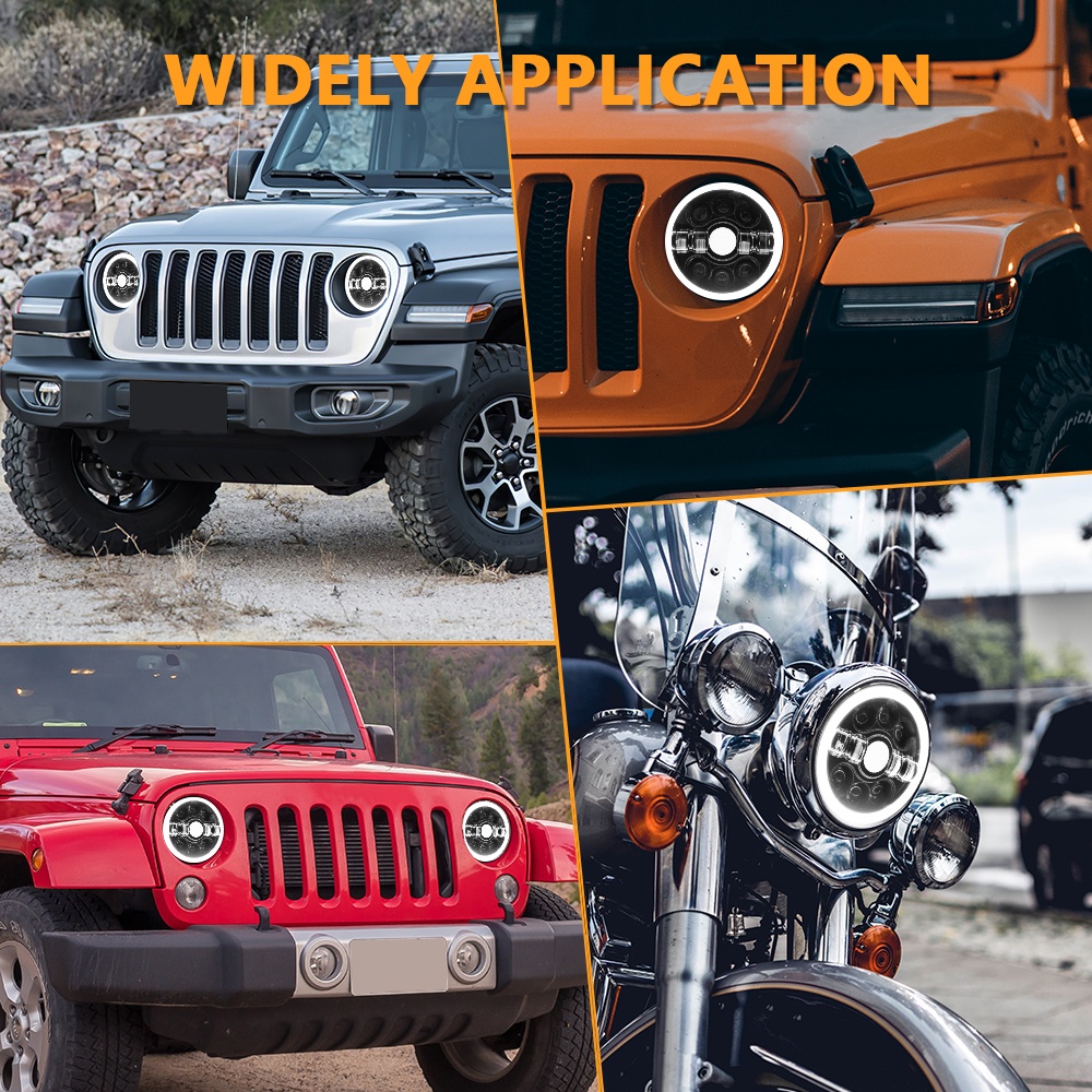 Đèn Pha LED H4-H13 7 Inch Cho Xe Mô Tô Harley-Davidson Yamaha Jeep Wrangler CJ Hummer H1 H2