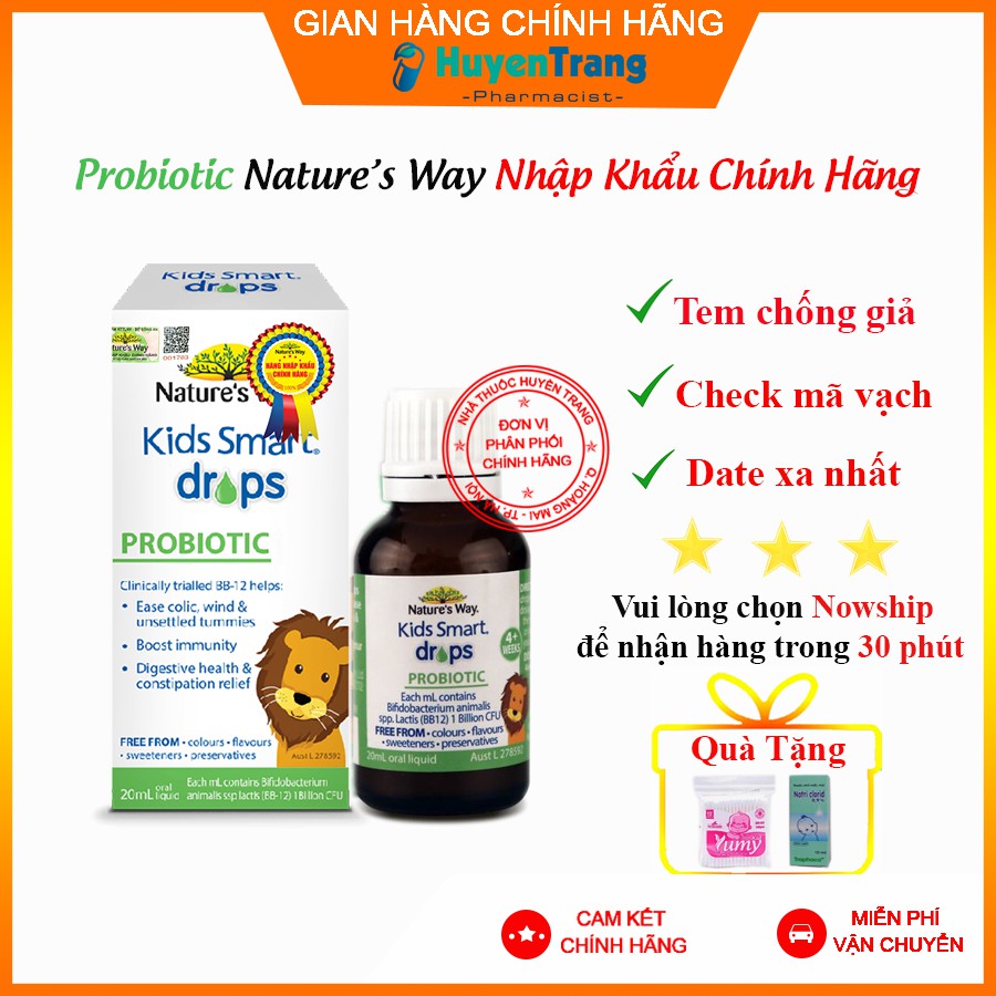 ✔️️️(Tặng quà xinh) Nature's Way Kids Smart Drops Probiotic - Bổ Sung Men Vi Sinh Cho Bé - Lọ 20ml