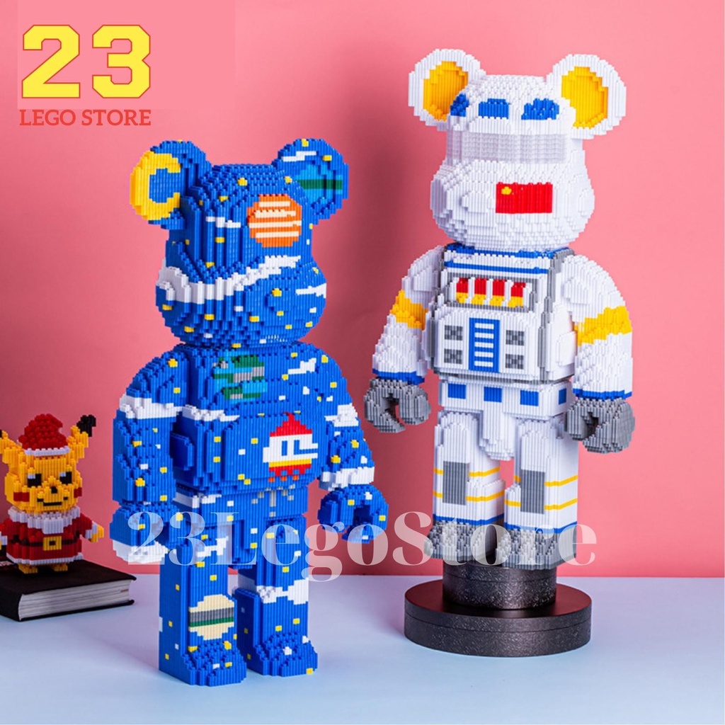 Bộ đồ chơi lắp ghép gấu BearBrick cỡ lớn cao 56cm  tặng kèm búa lắp ráp