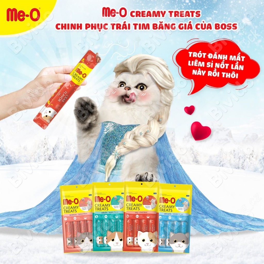 Súp thưởng cho mèo Me-O Creamy Treats mọi lứa tuổi thanh 15g - Bivido