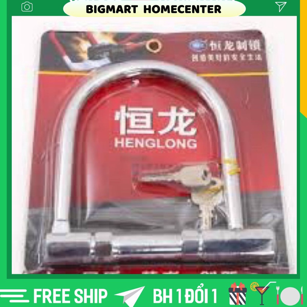 Khoá Xe chữ U Inox Henglong Siêu To Chắc Chắn