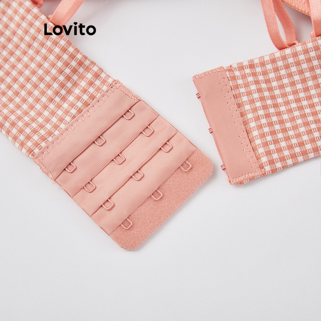 Áo ngực Lovito không gọng họa tiết kẻ sọc với miếng đệm không thể tháo rời L233L089 (màu đen / xanh lá / hồng)