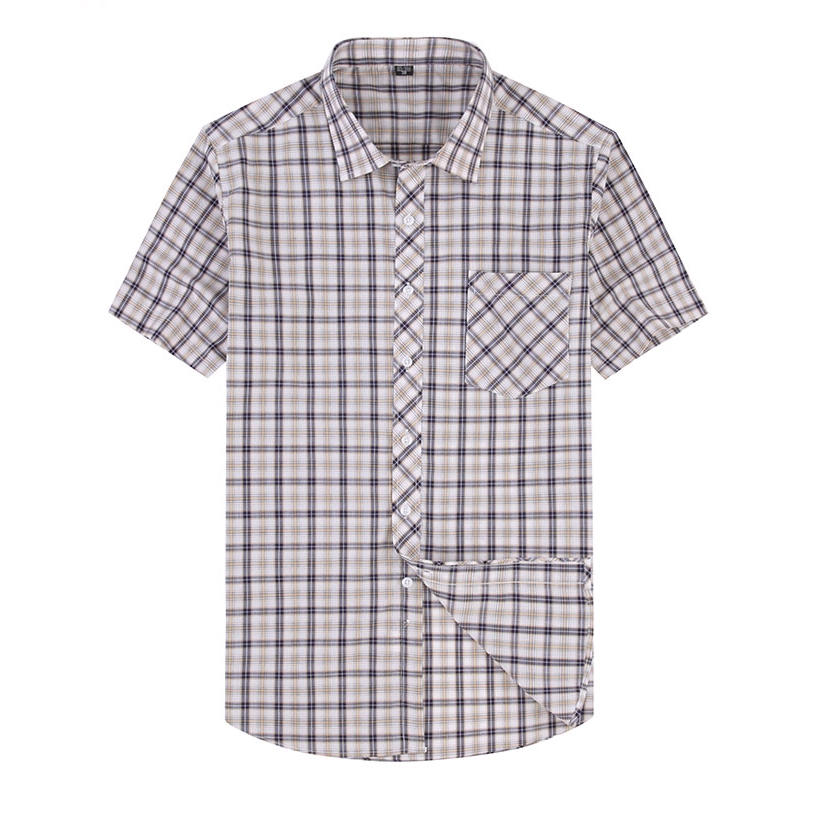 Áo sơ mi lụa lạnh ngắn tay sọc ca rô thời trang nam | BigBuy360 - bigbuy360.vn