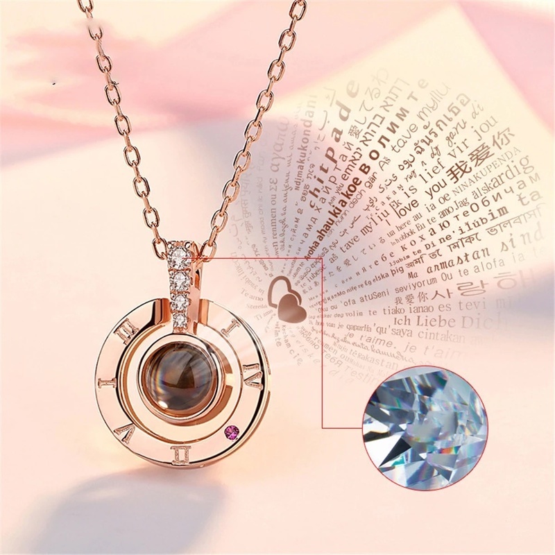 Vòng cổ Mặt Chiếu Chữ I Love You Bằng 100 Ngôn Ngữ Sáng Tạo Làm Quà Tặng Cho Bạn Thân