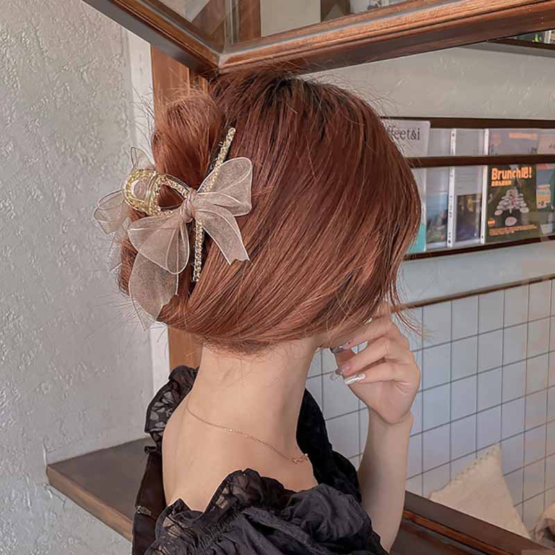 Kẹp tóc nơ đính ngọc trai phong cách thời trang Hàn Quốc xinh xắn cho nữ