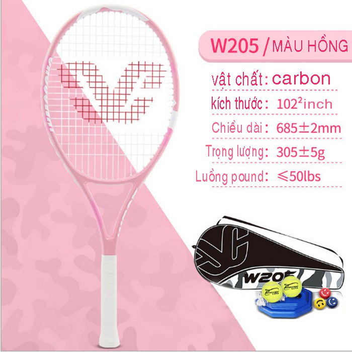 Vợt Tennis KUNO Sport  W205 Sợi Carbon Siêu Nhẹ Tặng Kèm Bóng Đế Tập Luyện  Được  Phân Phối Chính Thức Bởi Kunosport