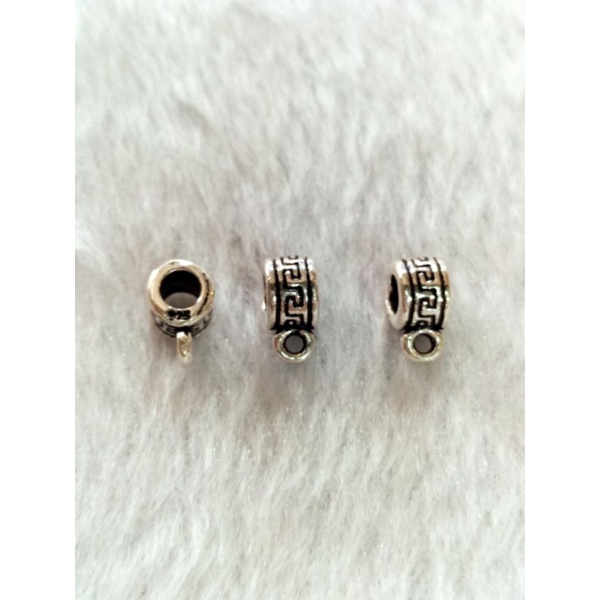 Ống lùa khắc chữ Vạn có móc treo phụ kiện bạc 925 vĩnh viễn bảo hành