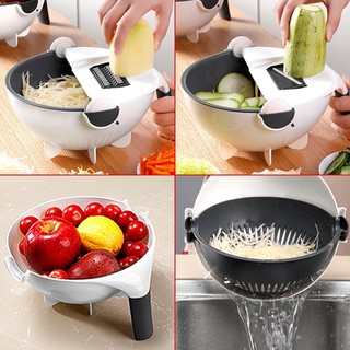 Rổ Đa Năng Kèm Bộ Lưỡi Gọt Nạo Rau Củ -Kèm 1 Nạo Cầm Tay Và Tay Đẩy Ráo Nước - TIN365
