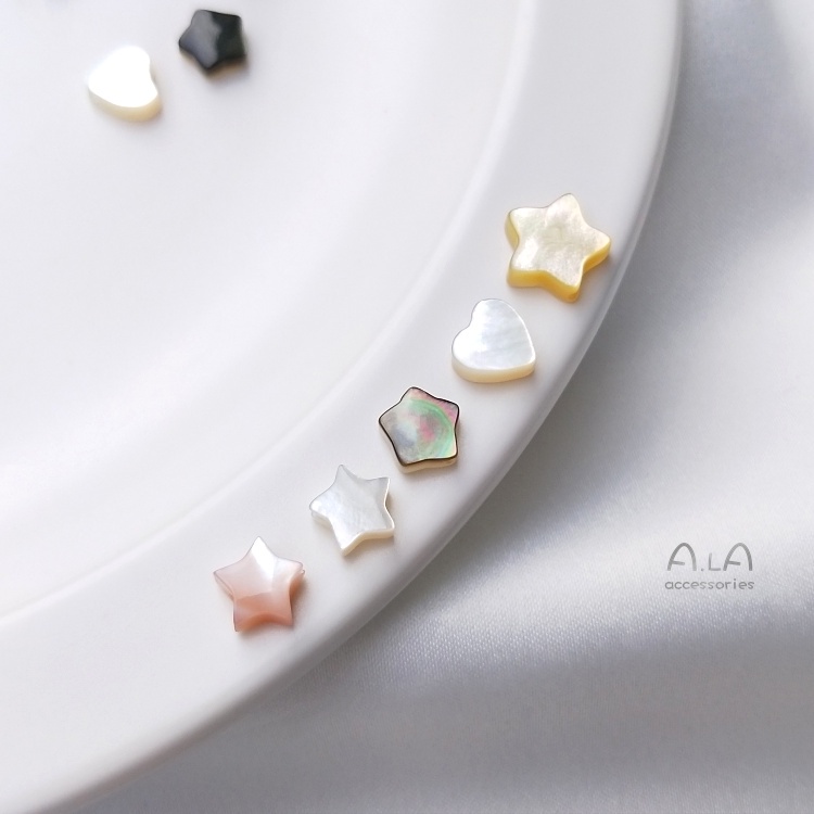 █diy゜14k●1 Mặt Dây Chuyền Hình Ngôi Sao Năm Cánh Vỏ Sò Trái Tim Đục Lỗ Đính Ngọc Trai Hồng diy