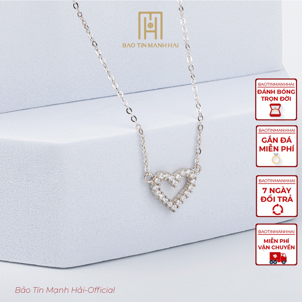 Dây chuyền Bạc ta hình trái tim phong cách Hàn Quốc DB02 Bảo Tín Mạnh Hải