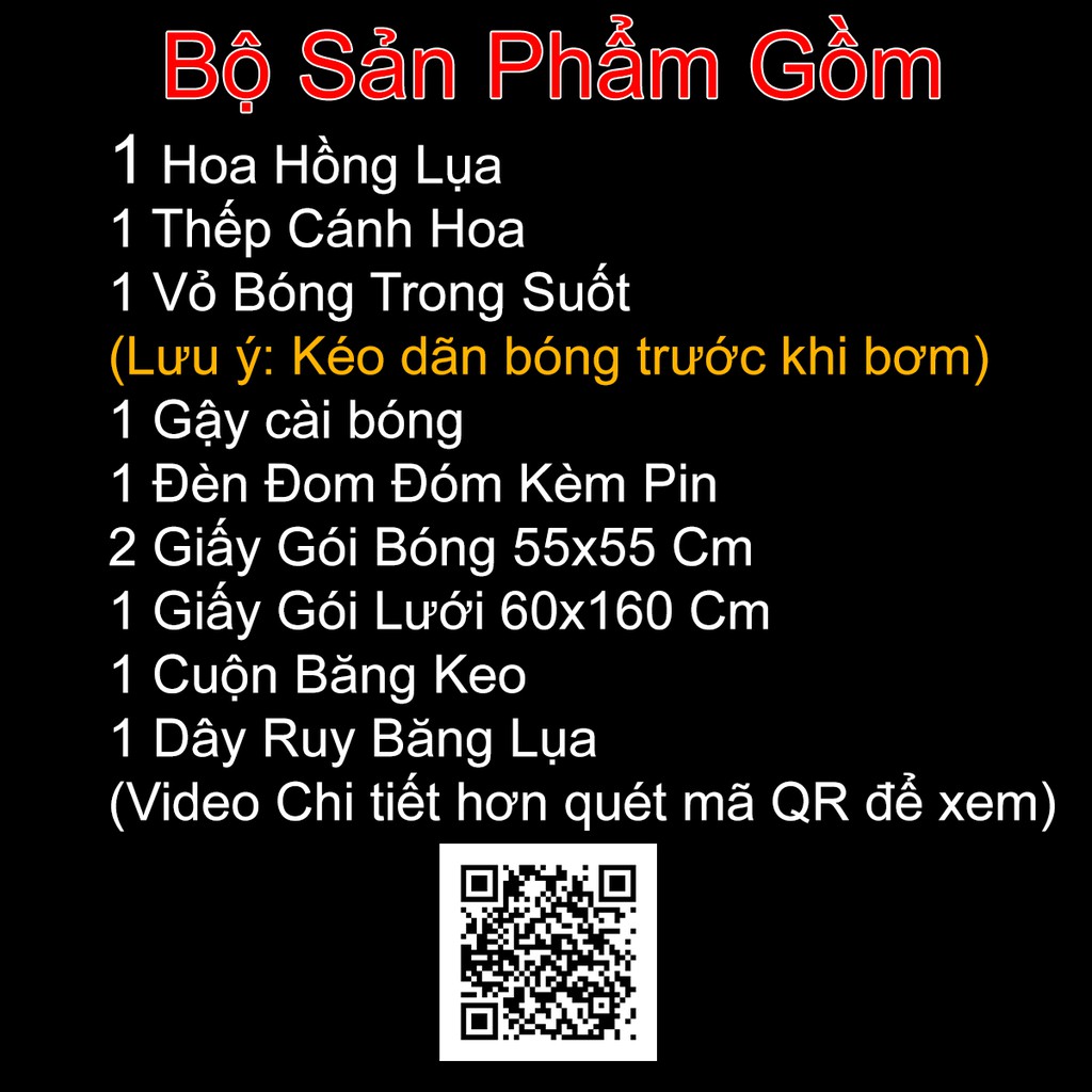 Bong Bóng Hoa Hồng Trong Suốt Đầy Đủ Phụ Kiện