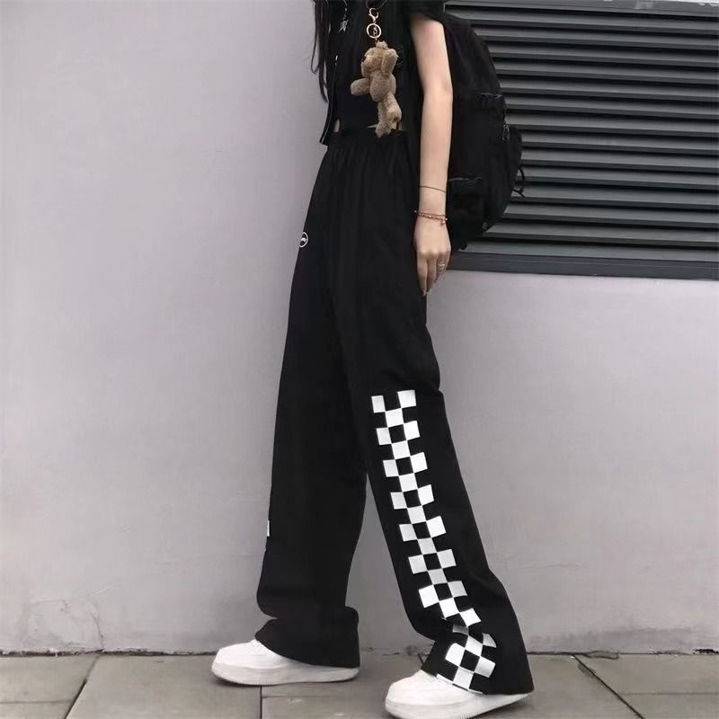 Quần Dài Lưng Cao Ống Rộng Phong Cách Năng Động Trẻ Trung Dành Cho Nữ