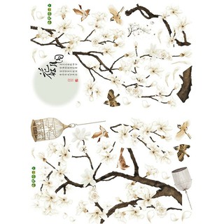 decal dán tường hoa đào trắng