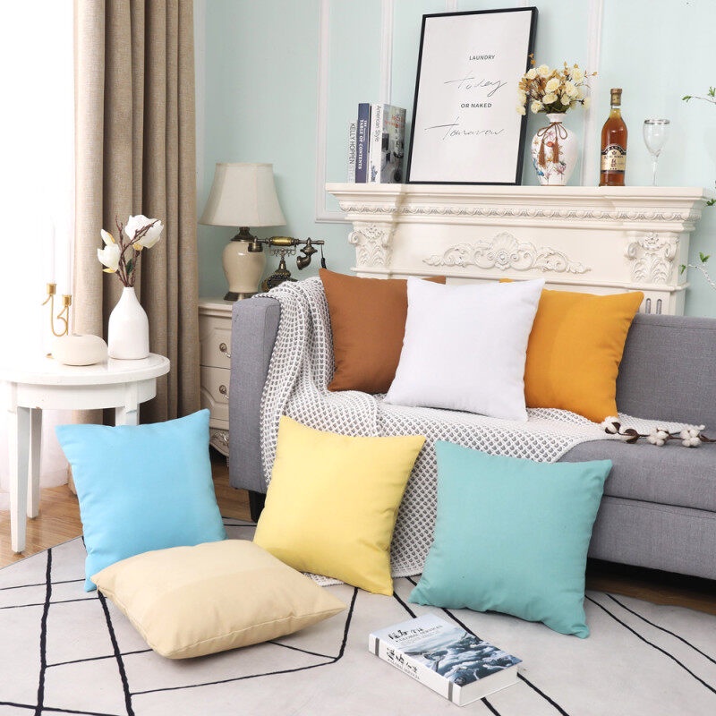 1 Chiếc Vỏ Gối Bằng Vải Bông, Vỏ Gối Kê Màu Trơn Kiểu Bắc Âu Mềm 45X45Cm Vỏ Gối Trang Trí Màu Kẹo Ngọt Ghế Sofa Giường Trang Trí Nhà Phòng Khách