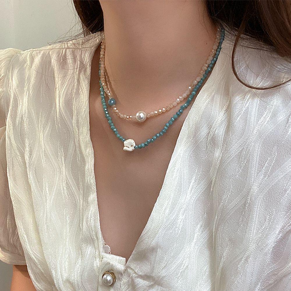Vòng cổ Hai Lớp Đính Ngọc Trai Thời Trang Dành Cho Nữ|Vòng cổ Thời Trang Xinh Xắn Cho Nữ
