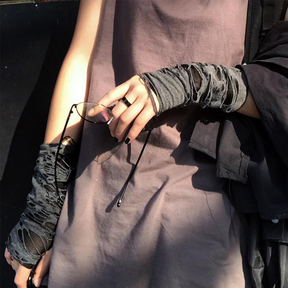 Găng Tay Hở Ngón Unisex Màu Đen Phong Cách Punk
