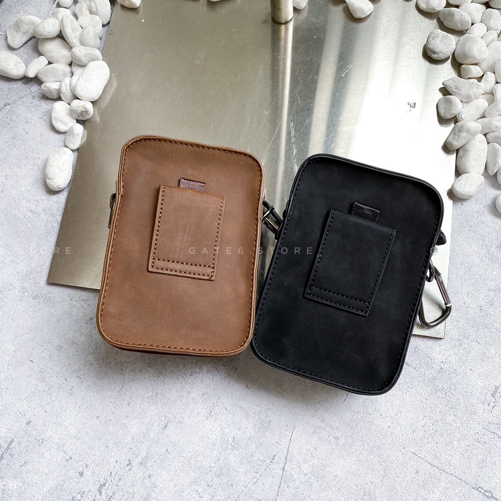 Túi đeo chéo Nam Nữ da PU nắp gập, túi minibag Vintage Unisex nhỏ gọn GATE6 - K6071