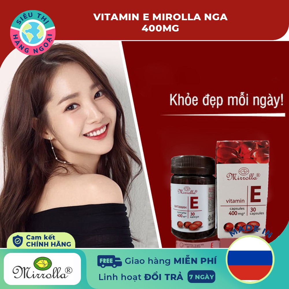 Vitamin E Đỏ Nga Mirrolla 400mg Hộp 30 Viên  [Hàm lượng vitamin E lên tới 400mg] | BigBuy360 - bigbuy360.vn