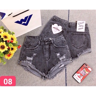Quần shorts nữ rách màu xám bụi