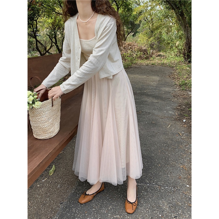 Chân Váy Chữ a Lưng Cao Phối Lưới Thời Trang Cho Nữ 49259