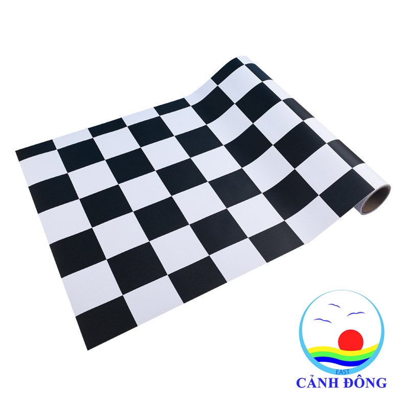 Decal dán nền dán sàn giả gạch trắng đen chống trơn chống thấm