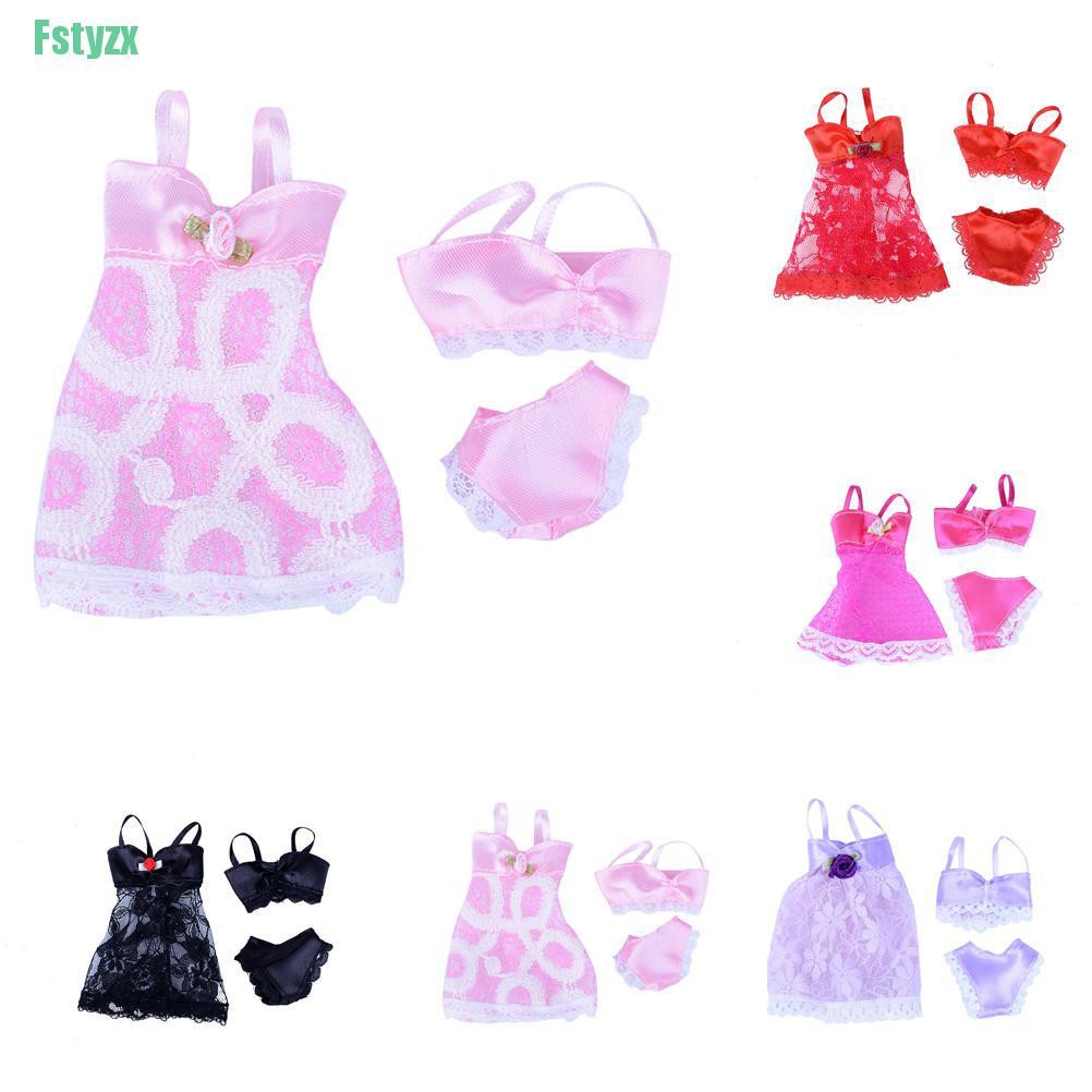 fstyzx 3pcs Sexy Swimwear Lace Night Dress Doll Pajamas Lingerie Clothes