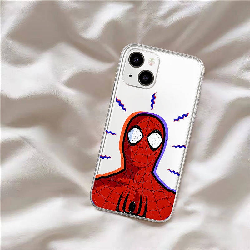 iPhone 13pro Spider-Man Phone Case Apple 12 European and American Marvel 11 Niche XR Transparent Xs Funny 8 Soft Case u12w