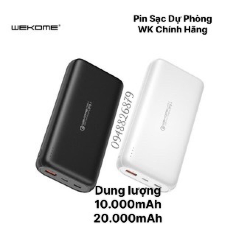 Pin Sạc Dự Phòng Có Hổ Trợ Sạc Nhanh PD 18W Dung Lượng 10.000mAh | 20.000mAh - Hàng Chính Hãng WK Design