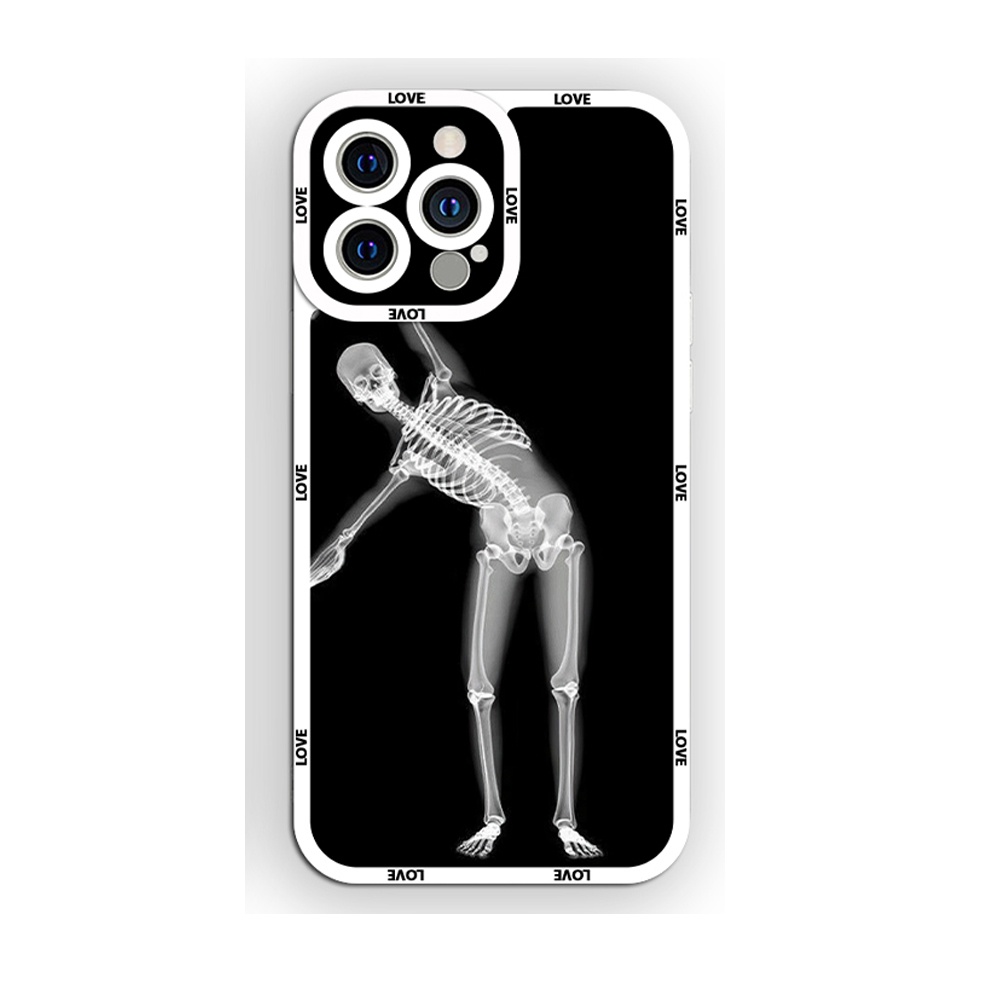 Ốp lưng iphone cạnh vuông Jicase Đôi skeleton đen trắng 6plus/6s/6splus/7/7plus/8/8plus/x/xs/11/12/pro/max/plus/promax
