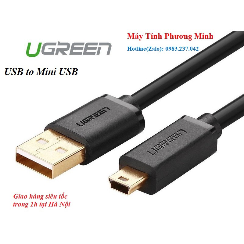 Cáp USB 2.0 to Mini USB 3m mạ vàng Chính hãng Ugreen 10386 _Usb sang mini Usbng