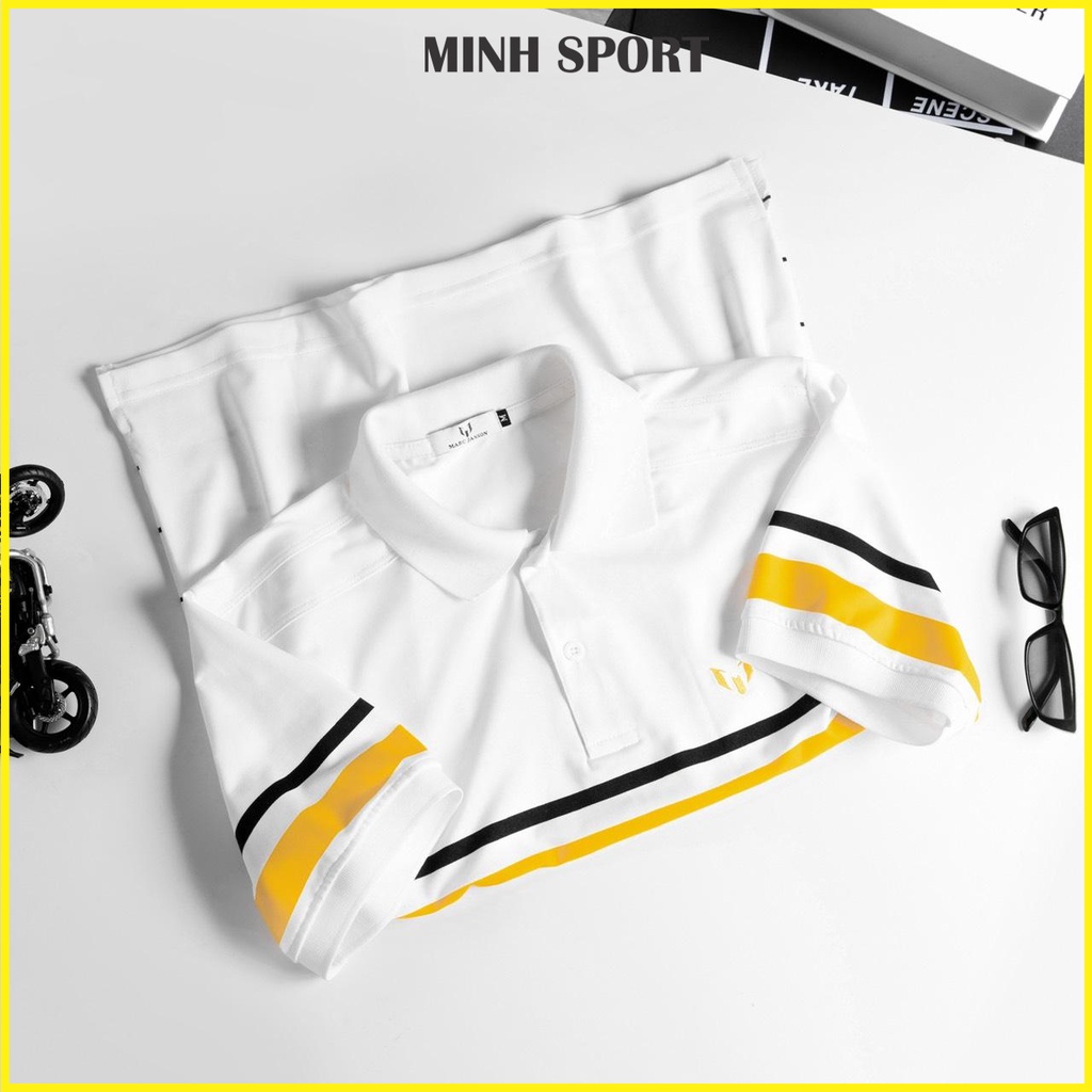 Áo Thun Polo Nam Cổ Bẻ Ngắn Tay In Sọc Ngang, Chất Vải Poly Thái Co Giãn, Bền, Mềm Mịn mã AO.47