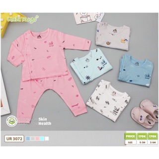 Bộ áo dài tay quần dài uala rogo chất petit cài vai sơ sinh mới cho bé trai bé gái