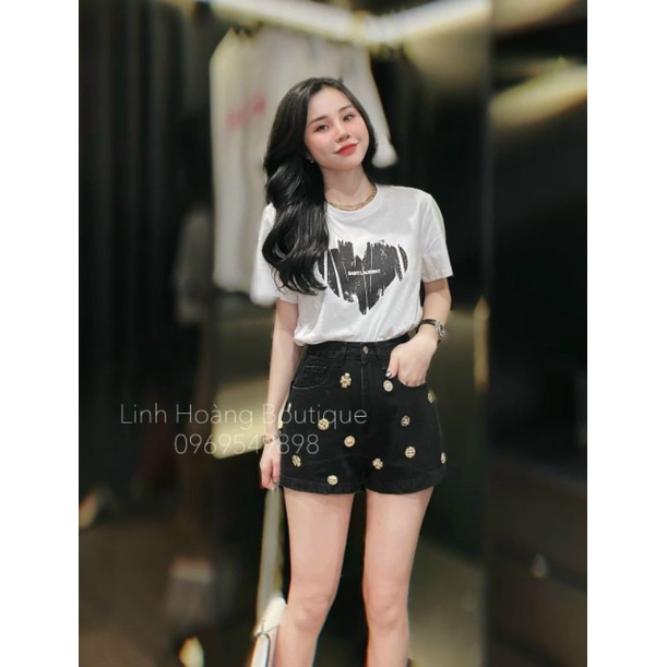 Quần sooc jean đính hoa hàng QCL1