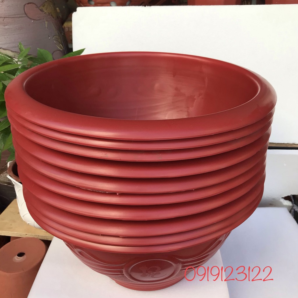 Chậu nhựa tròn T48 đỏ KT46*22cm trồng đào quất, hoa hồng