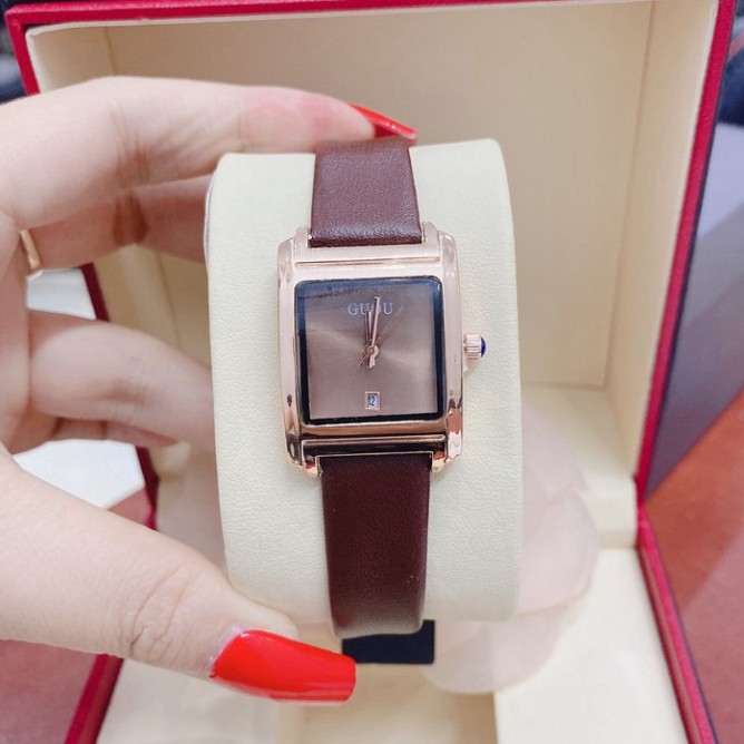 Đồng hồ nữ dây da cao cấp g.u.o.u màu nâu tây sáng tay , da mềm bền  (Đồng hồ thời trang nữ) | BigBuy360 - bigbuy360.vn