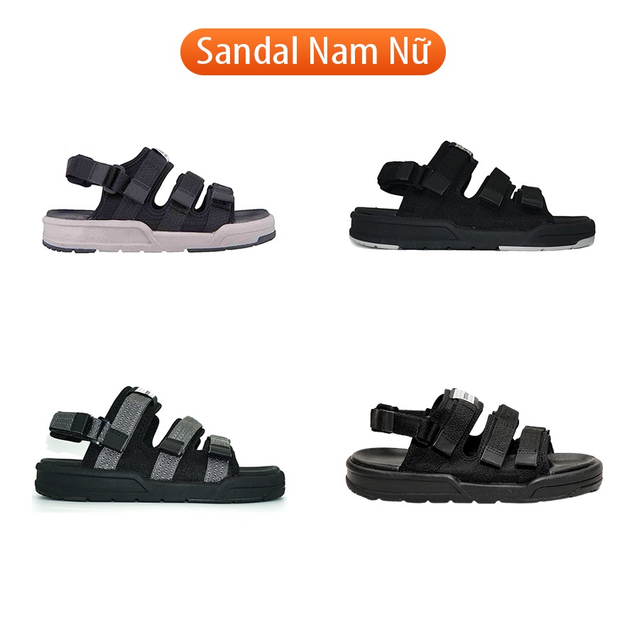 Sandal VENTO 3 quai SD-1001 màu đen chính hãng - Dép quai sau nam nữ đế bằng đi học, đi làm