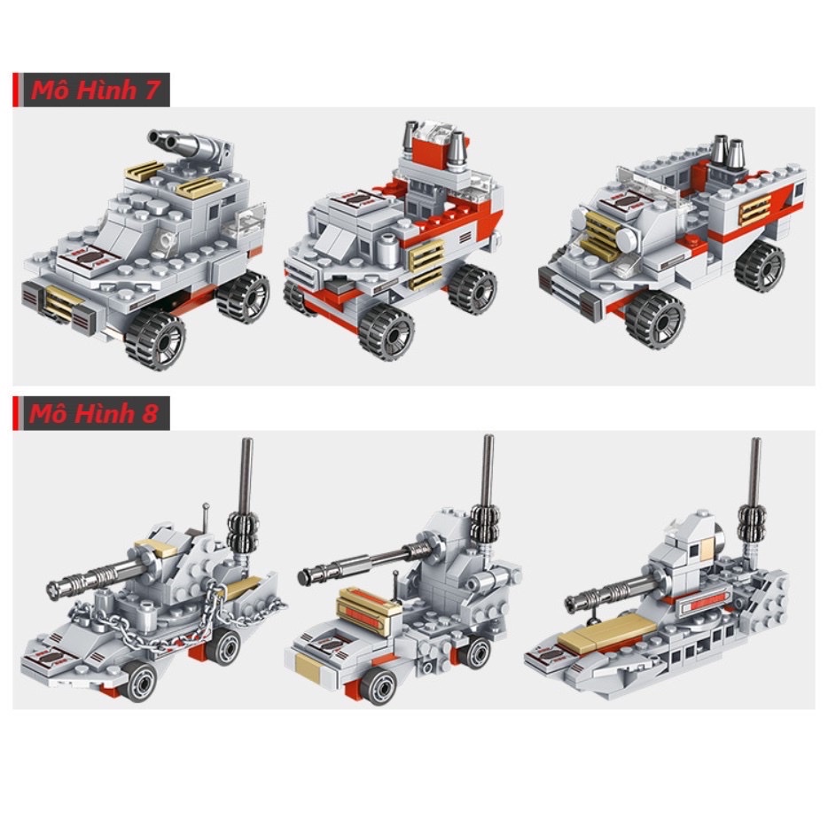 Đồ chơi lego tàu chiến phát triển tư duy cho bé loại 1005 chi tiết ráp được 8 mô hình khác nhau kèm sách hướng dẫn