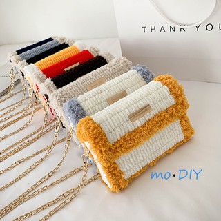 [Có video hướng dẫn] Túi handmade tự đan len viền xù,handmade