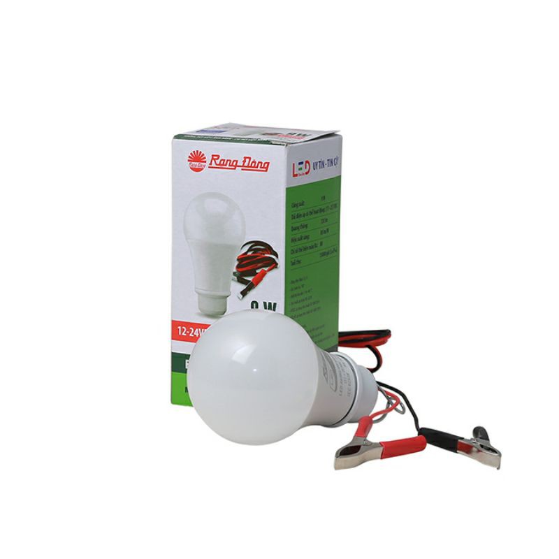 Bóng đèn LED BULB DC 12V 9W, 12W Rạng Đông kẹp bình