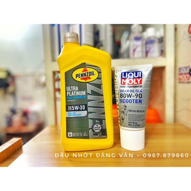 Combo Nhớt xe tay Ga Pennzoil, Láp Tuýt Liqui Moly cao cấp chính hãng