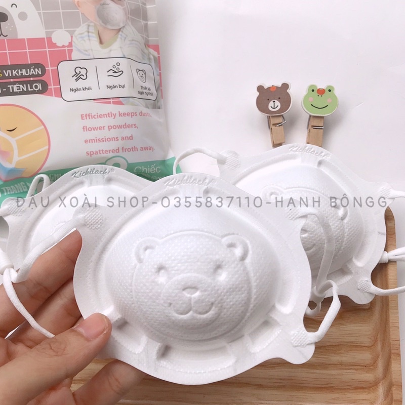 Khẩu trang gấu kichi, set 3 cái cho bé từ 3m