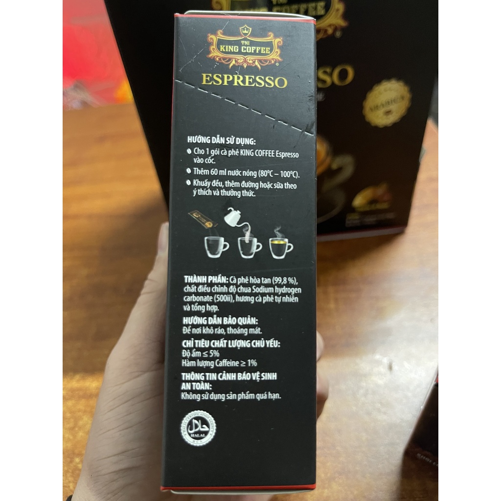 Cà Phê Đen Hòa Tan Espresso KING COFFEE - Hộp 15 gói x 2.5g