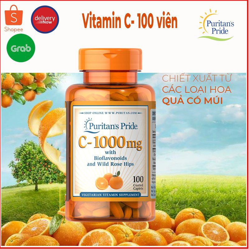 Viên uống bổ sung Vitamin C 1000mg, C 500mg Puritan's Pride 100v