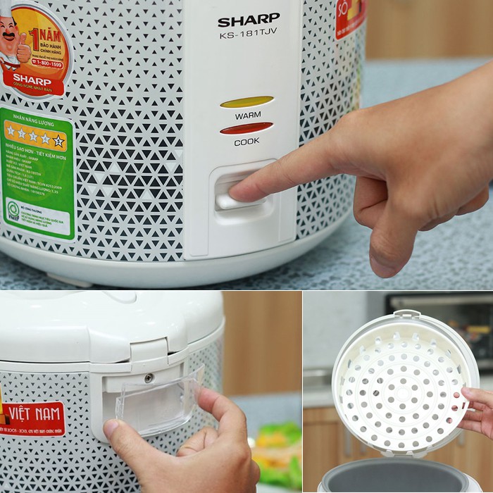 Nồi cơm điện nắp gài 1lit8 Sharp KS-181 TJV