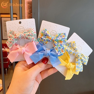 Kẹp Tóc Đính Nơ Họa Tiết Hoa Màu Trơn Đơn Giản Thời Trang Cho Nữ